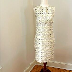 Vintage Tocca Designer Sheath Dress – Size 6 – Green & Purple Geometric, Structu